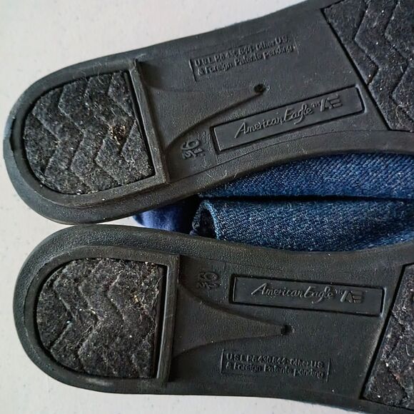 American Eagle Denim Ballet Flats Bow Slingback - Size 9.5 - Picture 7 of 8